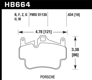 Porsche 911 Carrera Brake Pad Set - Front - Hawk Performance - DTC-60 - `05-`08 Porsche 911 Carrera Brake Pad Set - Front - Hawk Performance - DTC-60 - `05-`08